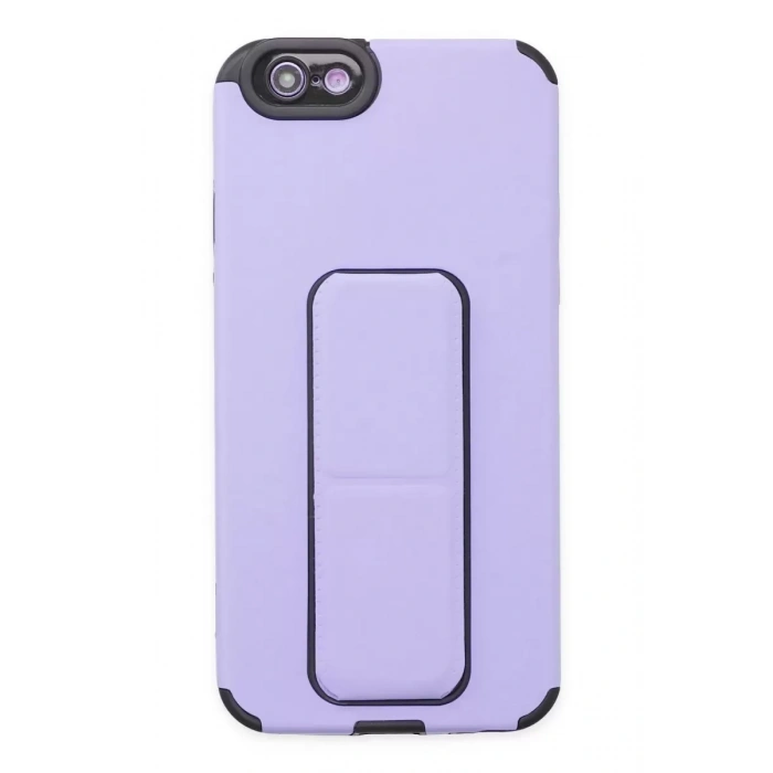 Apple iPhone 6 Kılıf Mega Standlı Silikon - Lila