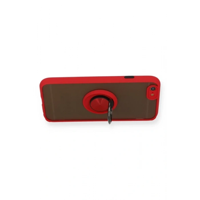 Apple iPhone 6 Kılıf Montreal Yüzüklü Silikon Kapak - Kırmızı