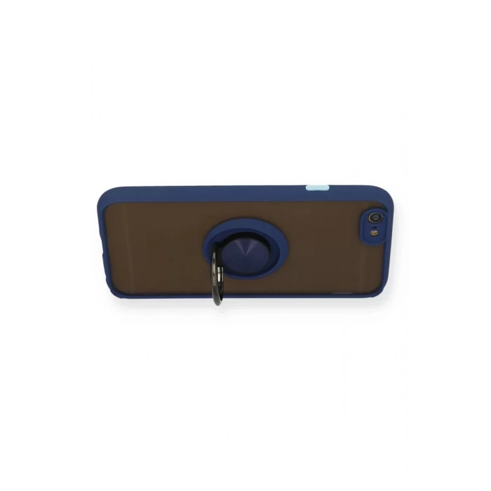 Apple iPhone 6 Kılıf Montreal Yüzüklü Silikon Kapak - Lacivert