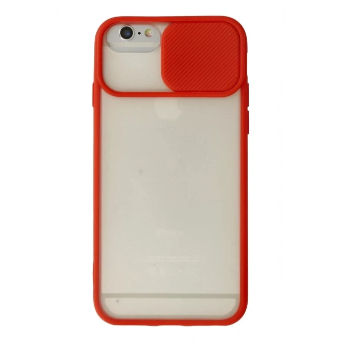 Apple iPhone 6 Kılıf Palm Buzlu Kamera Sürgülü Silikon - Kırmızı