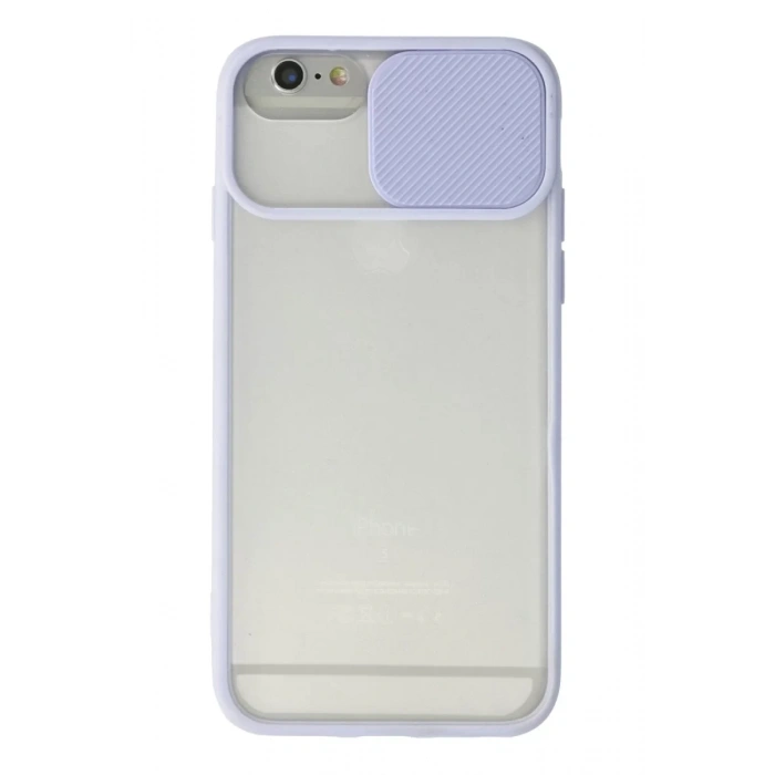 Apple iPhone 6 Kılıf Palm Buzlu Kamera Sürgülü Silikon - Lila
