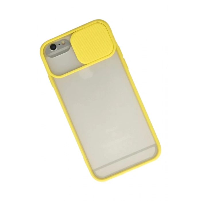 Apple iPhone 6 Kılıf Palm Buzlu Kamera Sürgülü Silikon - Sarı