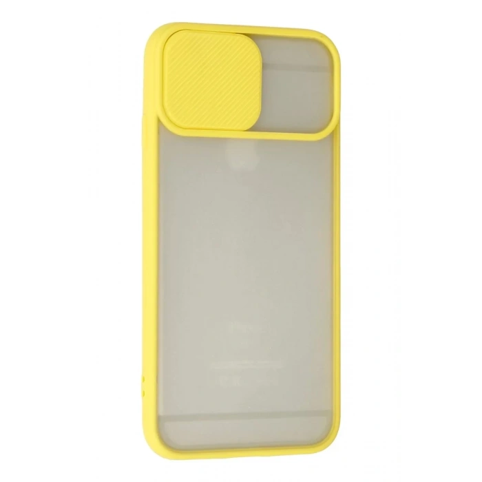 Apple iPhone 6 Kılıf Palm Buzlu Kamera Sürgülü Silikon - Sarı