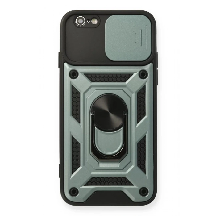 Apple iPhone 6 Kılıf Pars Lens Yüzüklü Silikon - Yeşil