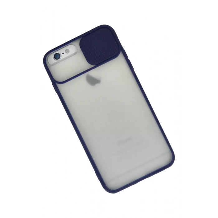 Apple iPhone 6 Plus Kılıf Palm Buzlu Kamera Sürgülü Silikon - Lacivert