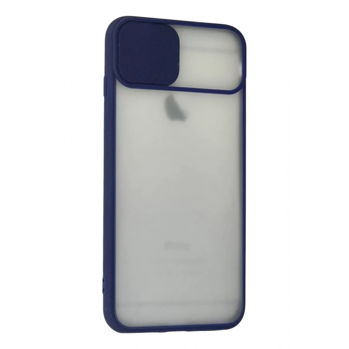 Apple iPhone 6 Plus Kılıf Palm Buzlu Kamera Sürgülü Silikon - Lacivert