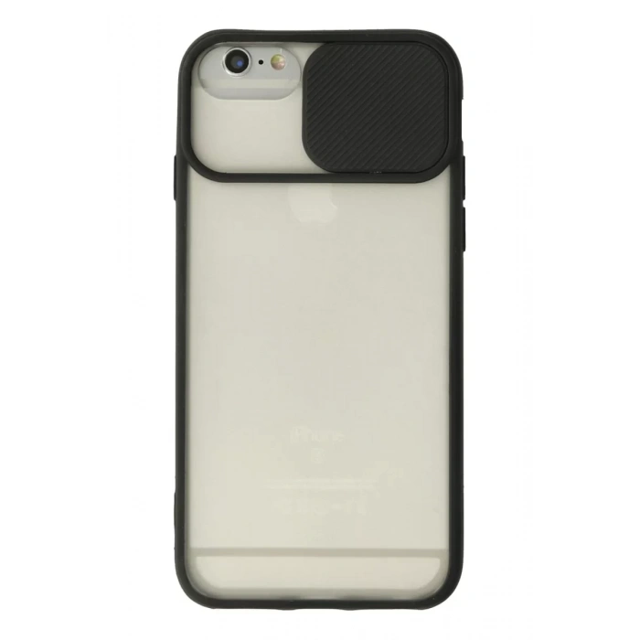 Apple iPhone 6 Plus Kılıf Palm Buzlu Kamera Sürgülü Silikon - Siyah