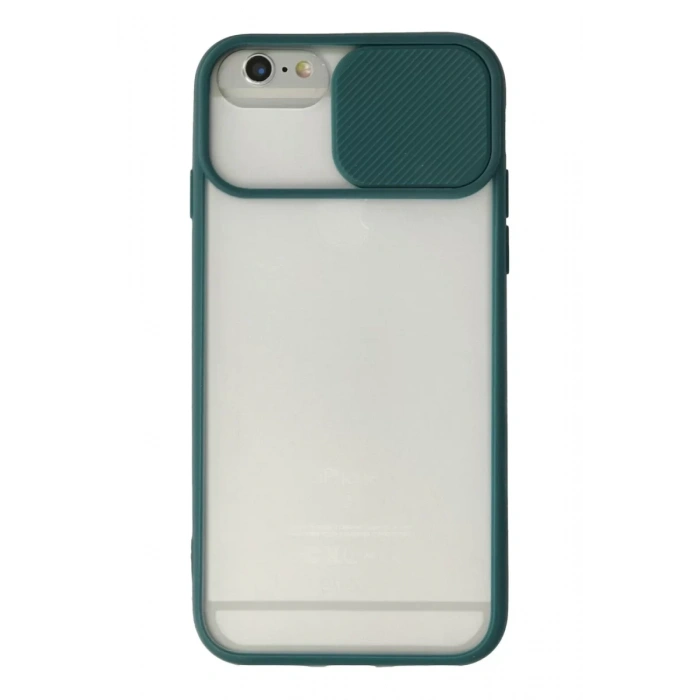 Apple iPhone 6 Plus Kılıf Palm Buzlu Kamera Sürgülü Silikon - Yeşil