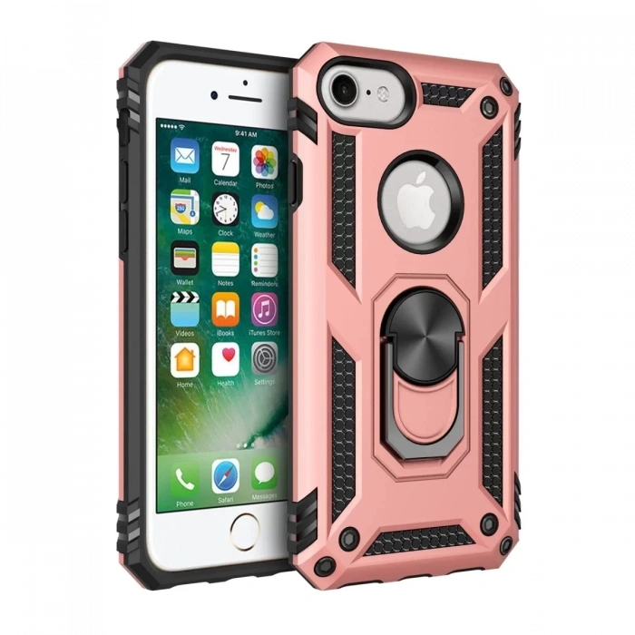 Apple iPhone 7 Kılıf Sofya Yüzüklü Silikon Kapak - Rose
