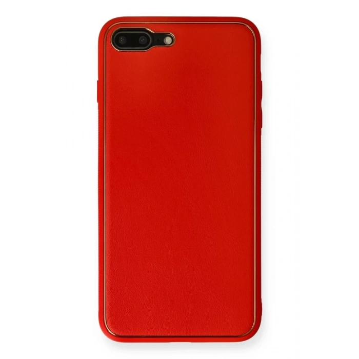 Apple iPhone 7 Plus Kılıf Coco Deri Silikon Kapak - Kırmızı
