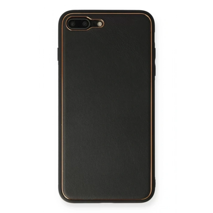 Apple iPhone 7 Plus Kılıf Coco Deri Silikon Kapak - Siyah