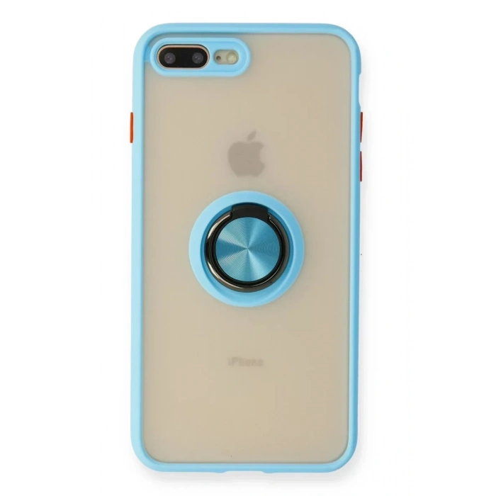 Apple iPhone 7 Plus Kılıf Montreal Yüzüklü Silikon Kapak - Buz Mavi