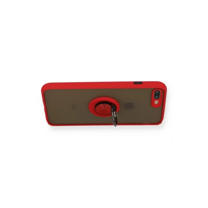 Apple iPhone 7 Plus Kılıf Montreal Yüzüklü Silikon Kapak - Kırmızı