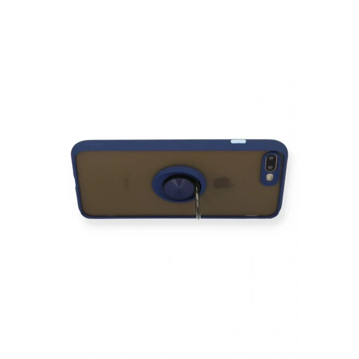 Apple iPhone 7 Plus Kılıf Montreal Yüzüklü Silikon Kapak - Lacivert