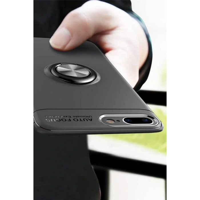 Apple iPhone 7 Plus Kılıf Range Yüzüklü Silikon - Kırmızı