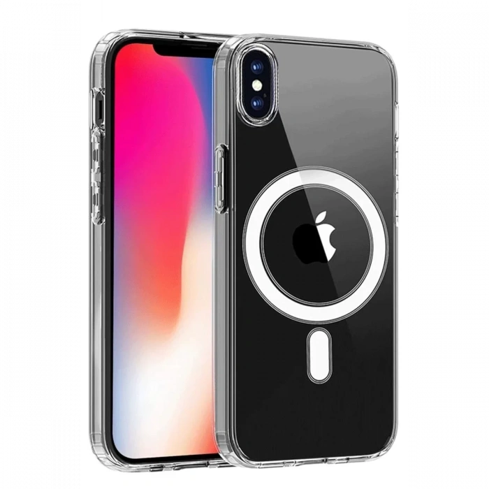 Apple iPhone X Kılıf Magneticsafe Şeffaf Silikon - Şeffaf