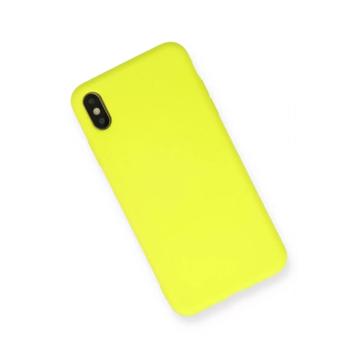 Apple iPhone X Kılıf Nano içi Kadife Silikon - Sarı