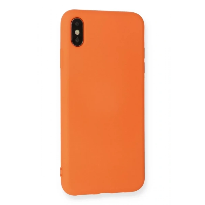 Apple iPhone X Kılıf Nano içi Kadife Silikon - Turuncu
