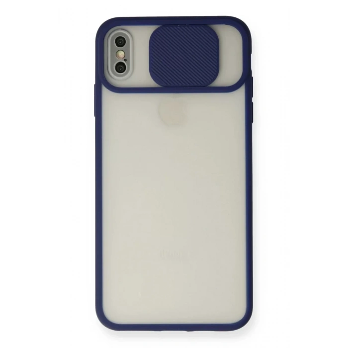 Apple iPhone X Kılıf Palm Buzlu Kamera Sürgülü Silikon - Lacivert