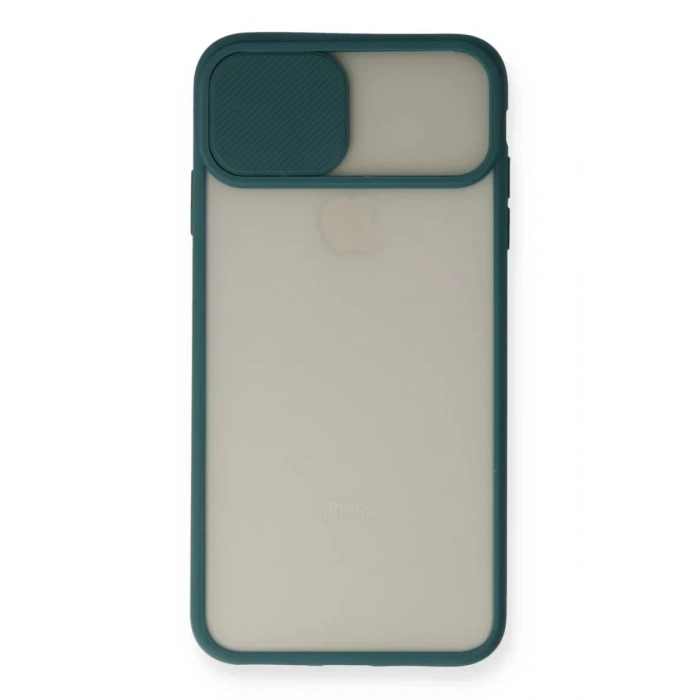 Apple iPhone X Kılıf Palm Buzlu Kamera Sürgülü Silikon - Yeşil