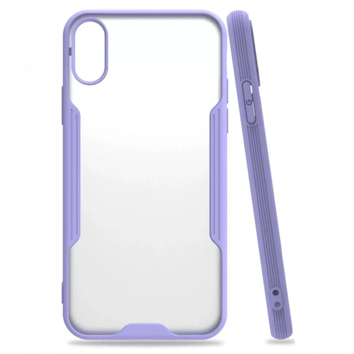 Apple iPhone X Kılıf Platin Silikon - Lila