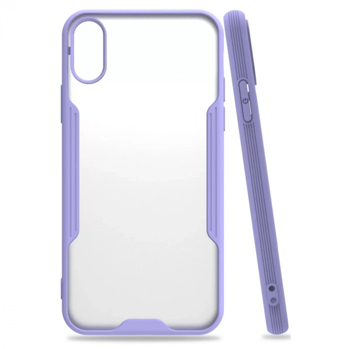 Apple iPhone X Kılıf Platin Silikon - Lila