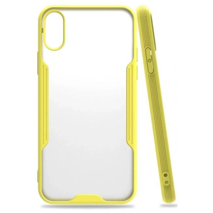 Apple iPhone X Kılıf Platin Silikon - Sarı
