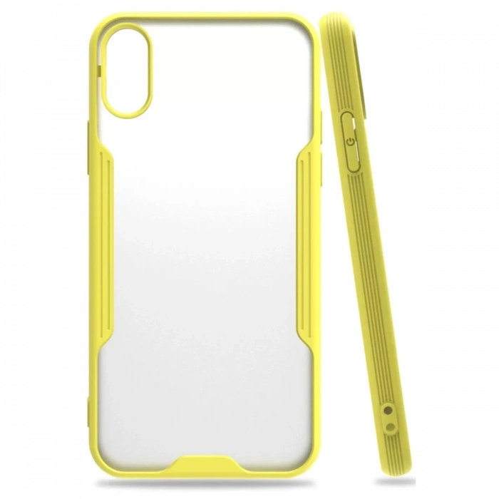 Apple iPhone X Kılıf Platin Silikon - Sarı