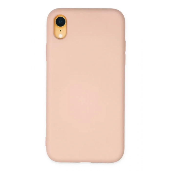 Apple iPhone XR Kılıf Nano içi Kadife Silikon - Pudra