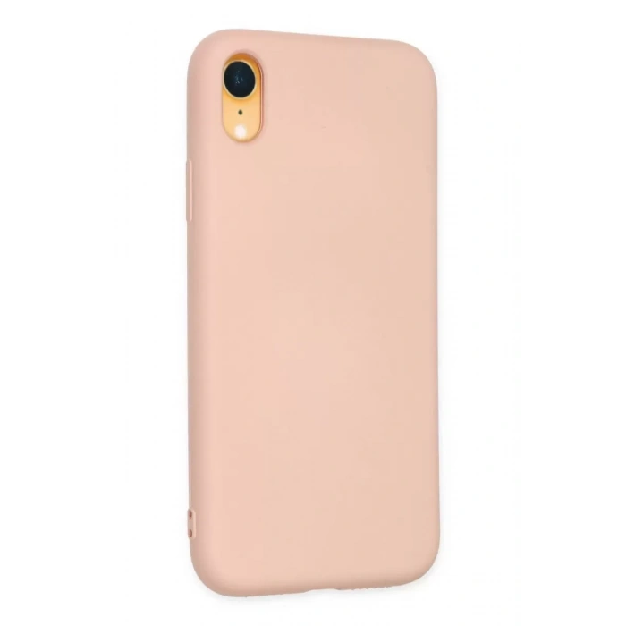 Apple iPhone XR Kılıf Nano içi Kadife Silikon - Pudra