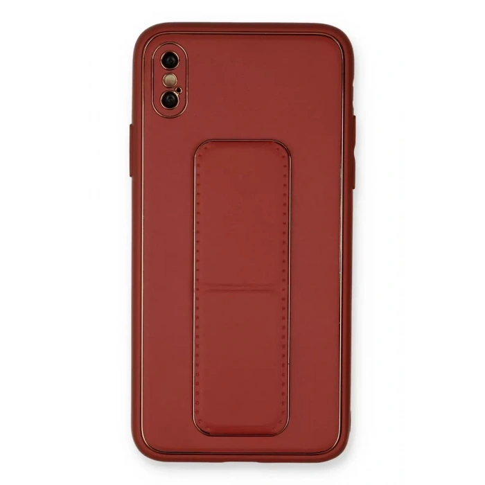 Apple iPhone XS Max Kılıf Coco Deri Standlı Kapak - Fuşya