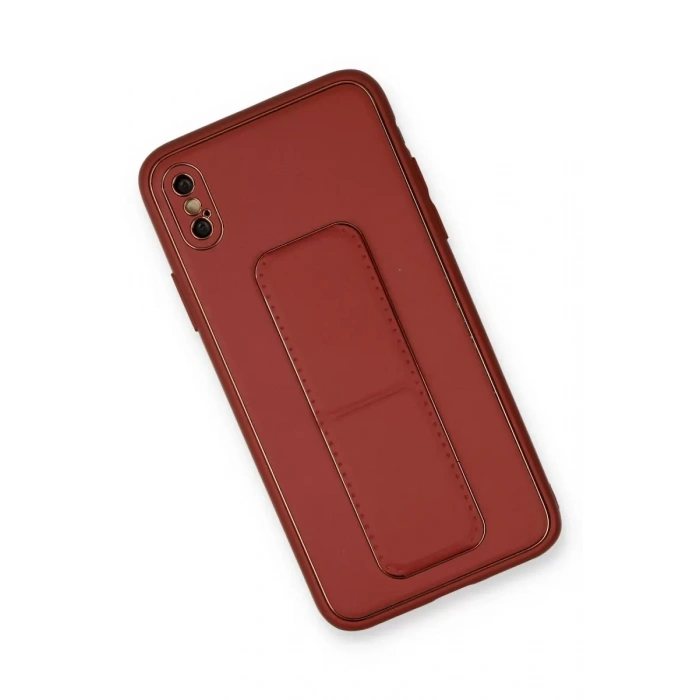 Apple iPhone XS Max Kılıf Coco Deri Standlı Kapak - Fuşya