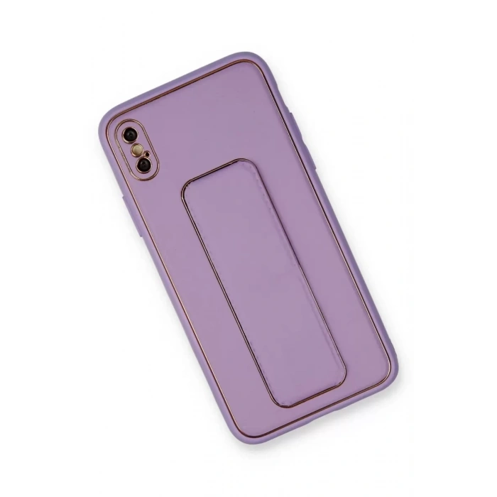 Apple iPhone XS Max Kılıf Coco Deri Standlı Kapak - Koyu Lila