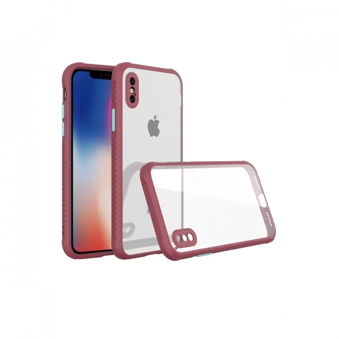 Apple iPhone XS Max Kılıf Miami Şeffaf Silikon - Fuşya