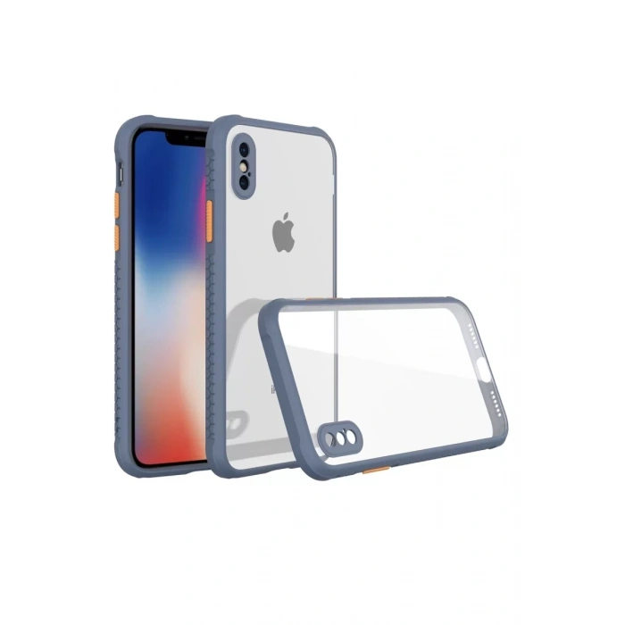 Apple iPhone XS Max Kılıf Miami Şeffaf Silikon - Gri