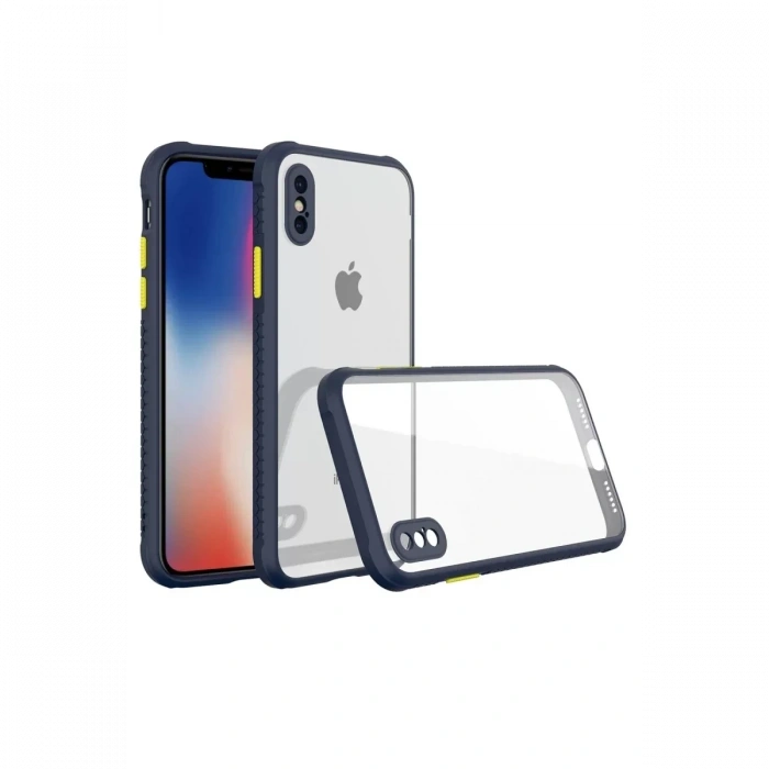 Apple iPhone XS Max Kılıf Miami Şeffaf Silikon - Lacivert