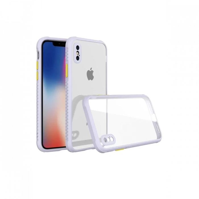 Apple iPhone XS Max Kılıf Miami Şeffaf Silikon - Lila