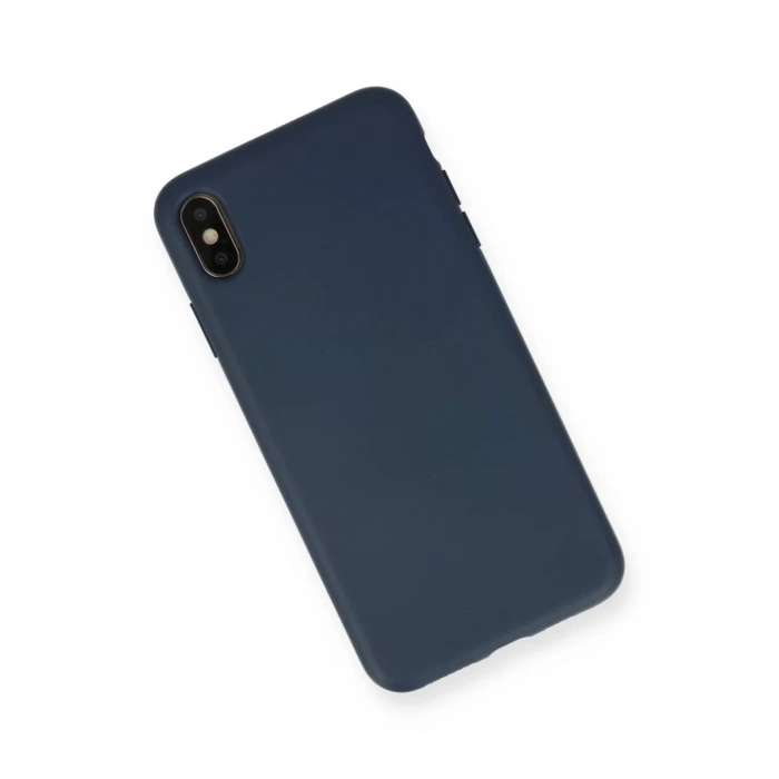 Apple iPhone XS Max Kılıf Nano içi Kadife Silikon - Lacivert