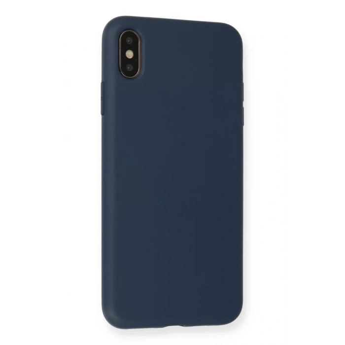 Apple iPhone XS Max Kılıf Nano içi Kadife Silikon - Lacivert