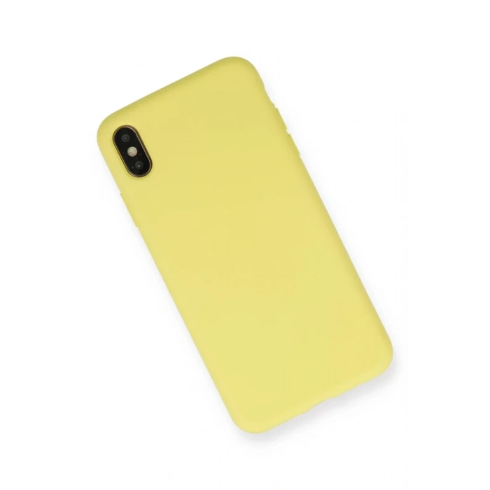 Apple iPhone XS Max Kılıf Nano içi Kadife Silikon - Mat Sarı