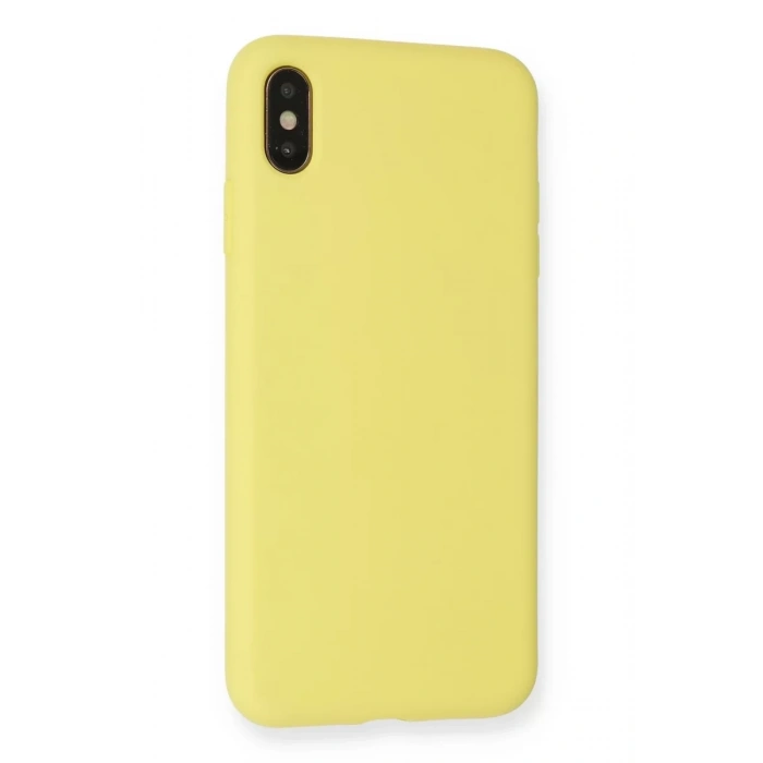 Apple iPhone XS Max Kılıf Nano içi Kadife Silikon - Mat Sarı
