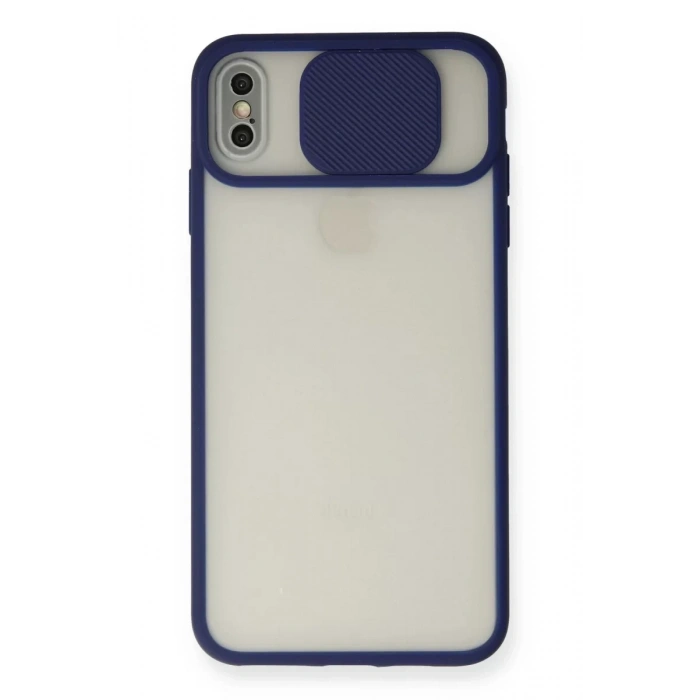 Apple iPhone XS Max Kılıf Palm Buzlu Kamera Sürgülü Silikon - Lacivert