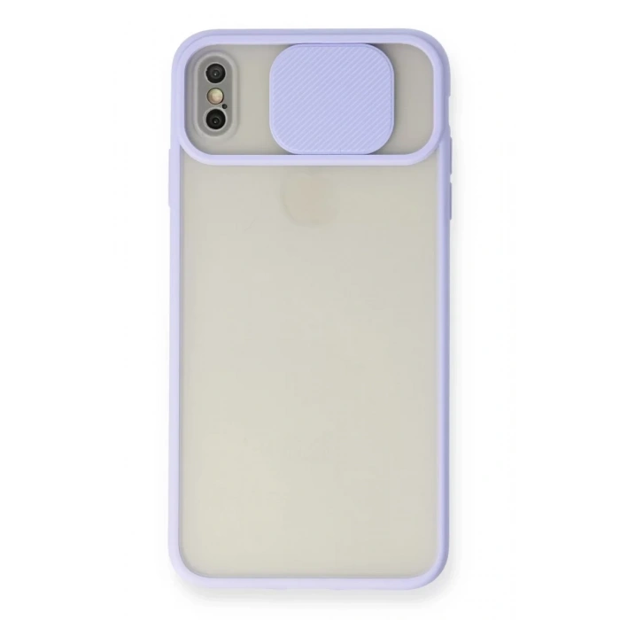 Apple iPhone XS Max Kılıf Palm Buzlu Kamera Sürgülü Silikon - Lila