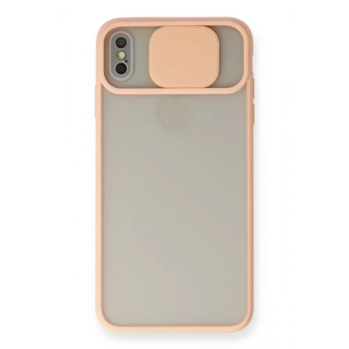 Apple iPhone XS Max Kılıf Palm Buzlu Kamera Sürgülü Silikon - Pembe
