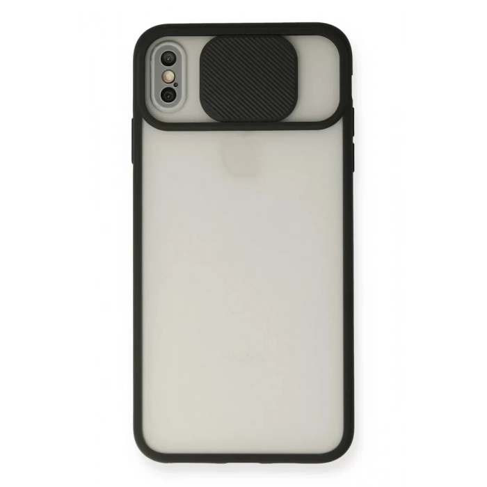 Apple iPhone XS Max Kılıf Palm Buzlu Kamera Sürgülü Silikon - Siyah