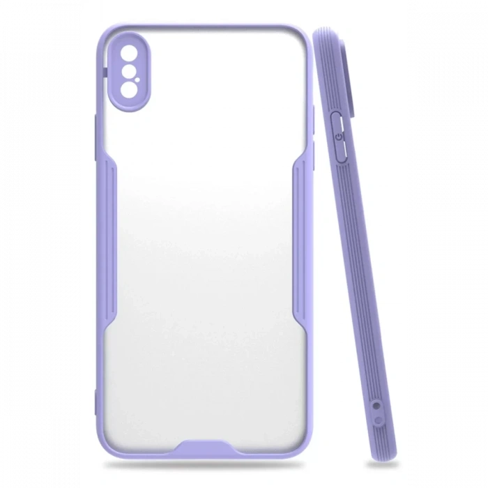 Apple iPhone XS Max Kılıf Platin Silikon - Lila