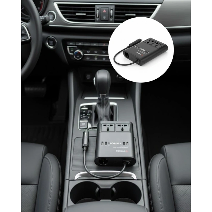 Araç İçin 12V 24V Güç Dönüştürücü 220V Priz ve USB Portlu