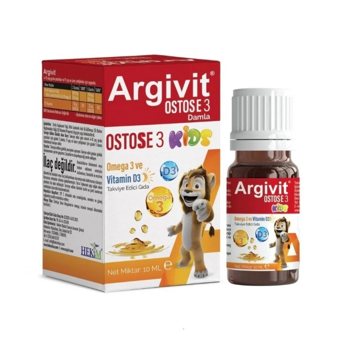 Argivit Ostosse3 Kids Omega-3 ve Vitamin D3 İçeren Takviye Edici Gıda 10 ml
