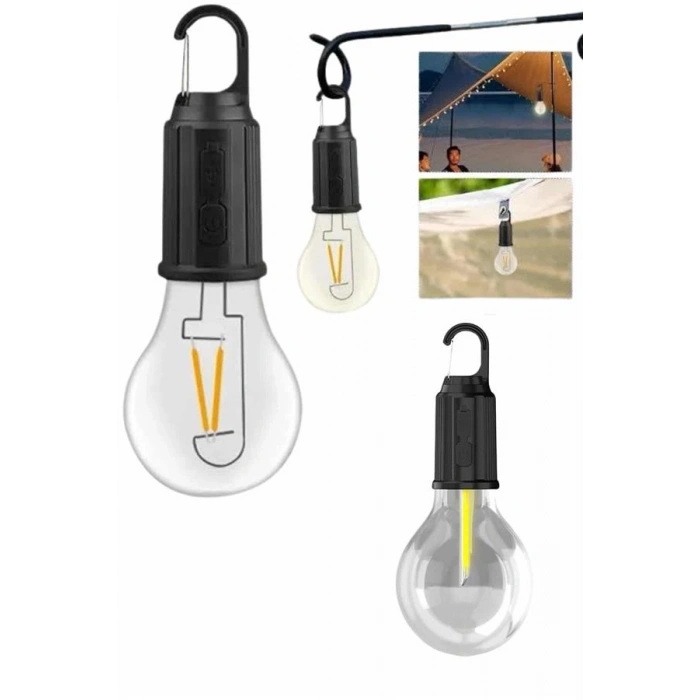 Askılı Kırılmaz Led Işık Kamp Bahçe Lambası Taşınabilir Led Ampul Şarjlı