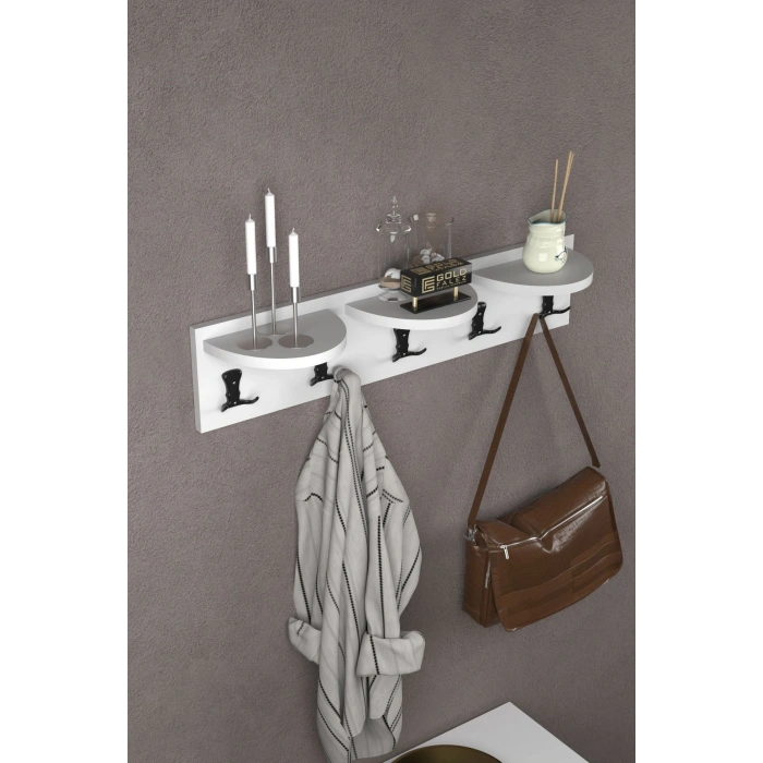 Askılık Duvar Elbise Askılığı Portmanto 80 Cm Beyaz